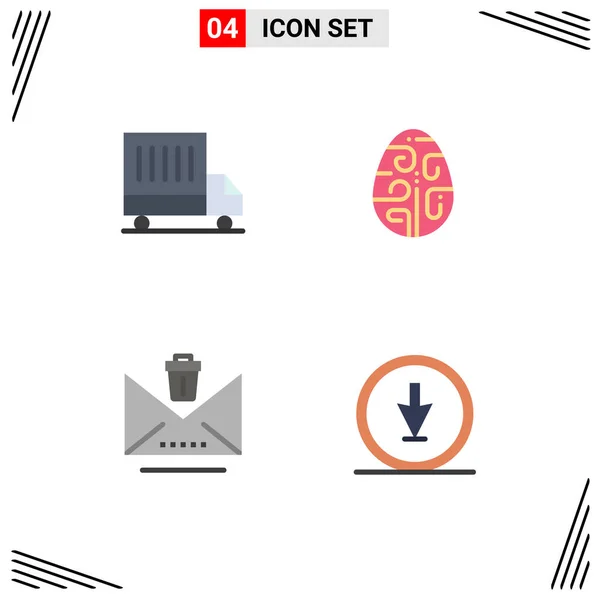 Set Vector Flat Icons Grid Delivery Email Celebration Egg Trash — Vector de stock