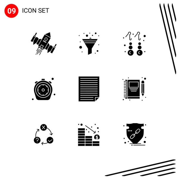 Creative Icons Modern Signs Sysymbols Data Time Earring Kitchen Chrono — Archivo Imágenes Vectoriales