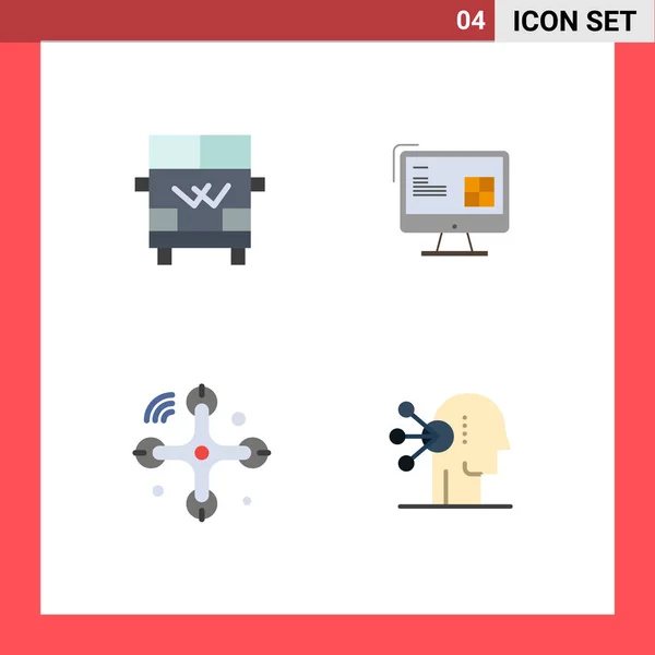 Set Van Vector Flat Icons Grid Voor Transport Communicatie Voertuig — Stockvector