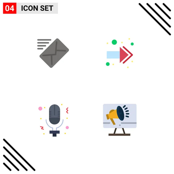 Universal Flat Icon Signs Symbols Email Record Sent Right Speaker — Stock Vector