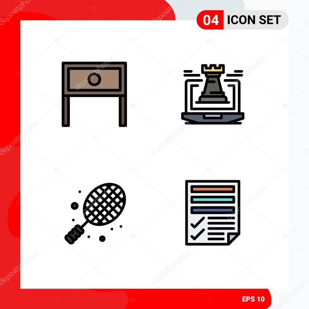 Universal Icon Symbols Group of 4 Modern Filledline Flat Colors of end, strategy, interior, tower, rocket Editable Vector Design Elements