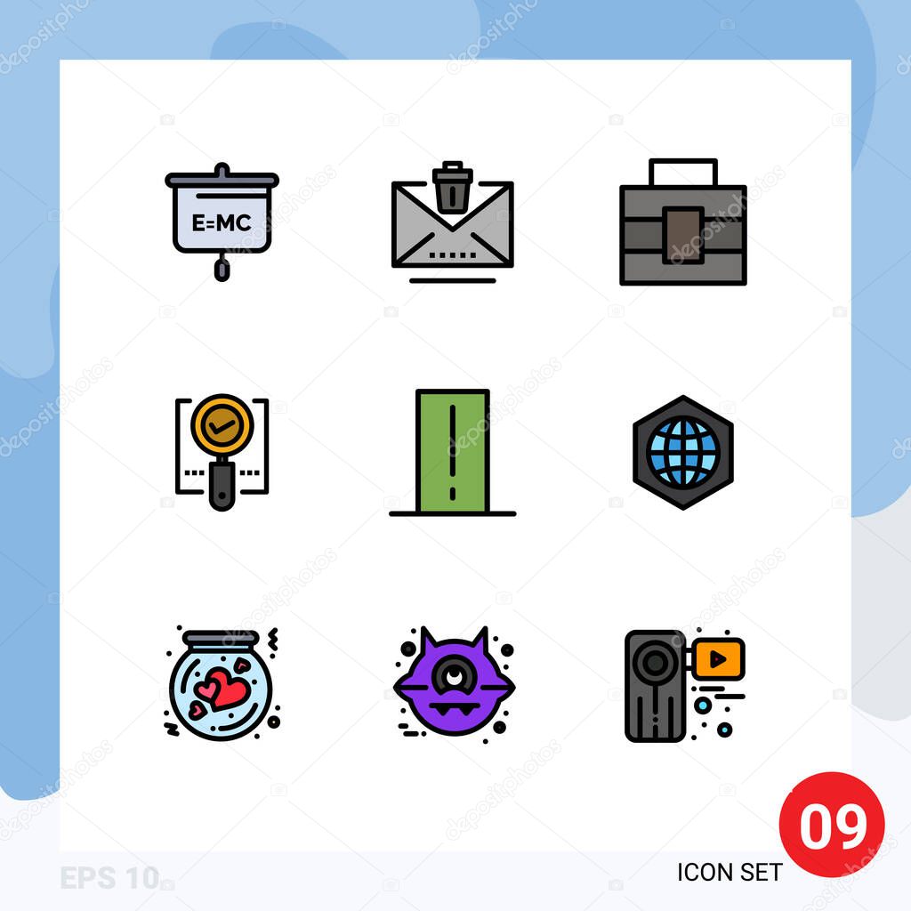 Stock Vector Icon Pack of 9 Line Signs and Symbols for device, search, briefcase, ok, find Editable Vector Design Elements