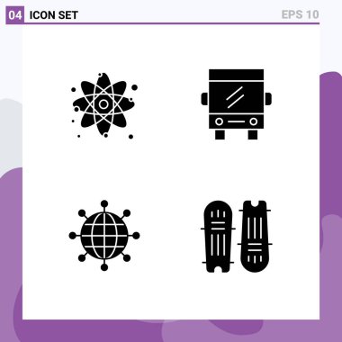 Tematik Vektör Katı Semboller ve atom, bağlantılar, fizik, ulaşım, modern Düzenlenebilir Vektör Tasarım Elemanları