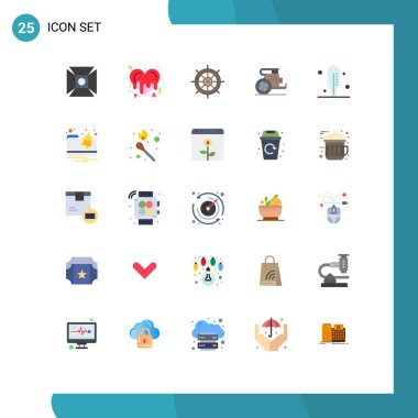 Yunan, eski, denizcilik, atlar, seyahat edilebilir vektör tasarım elementlerinin 25 Modern Düz Rengi Evrensel Simge Sembolleri Grubu