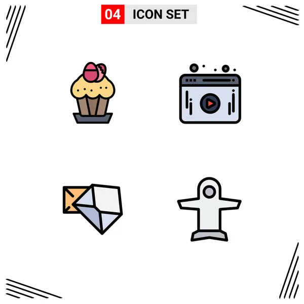 Set Modern Icons Sysymbols Signs Egg Mail Food Web Open — Vector de stock