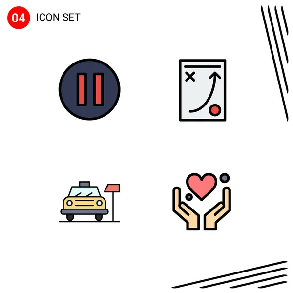 Móvil Interface Filledline Flat Color Set Pictograms Multimedia Hotel Office — Vector de stock