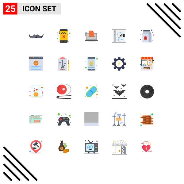 一套25个现代平面彩色标志和符号 用于网页印刷媒体 如浴室 在线编辑向量设计元素 — 图库矢量图片