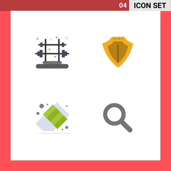 Set Modern Icons Sysymbols Signs Fitness Erase Sheild Protect Search — Archivo Imágenes Vectoriales