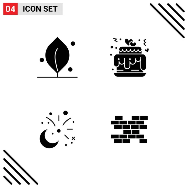 2017 Mobile Interface Solid Glyph Set Pictograms Ecology Celebration Hearts — 스톡 벡터