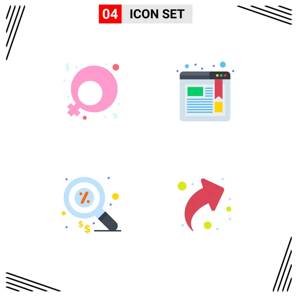 User Interface Pack Basic Flat Icons Feminism Money Bookmark Duty — Vector de stock