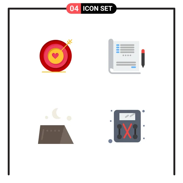 Set Commercial Flat Icons Pack Target Outdoor Wedding Medical Travel — Vector de stock