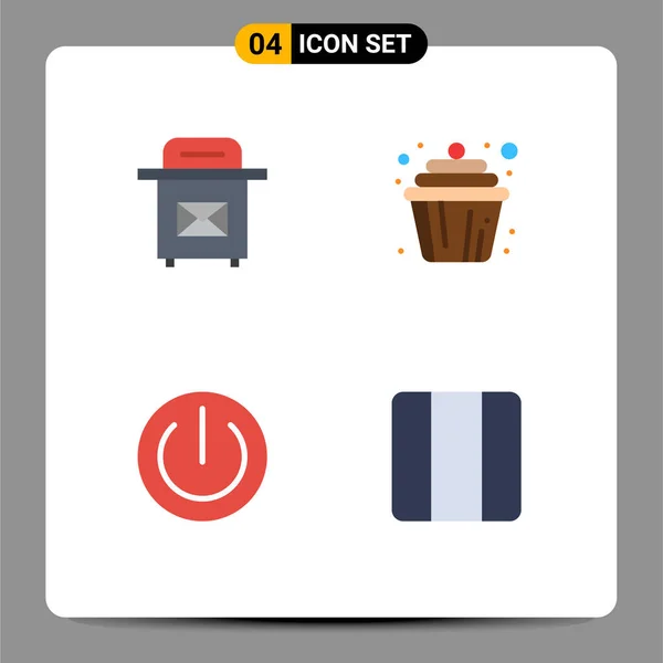 Confezione Icone Piatte Creative Posta Elettronica Cupcake Muffin Power Elementi — Vettoriale Stock