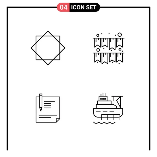Set Modern Icons Sysymbols Signs Alert File Warning Party Paper — Archivo Imágenes Vectoriales