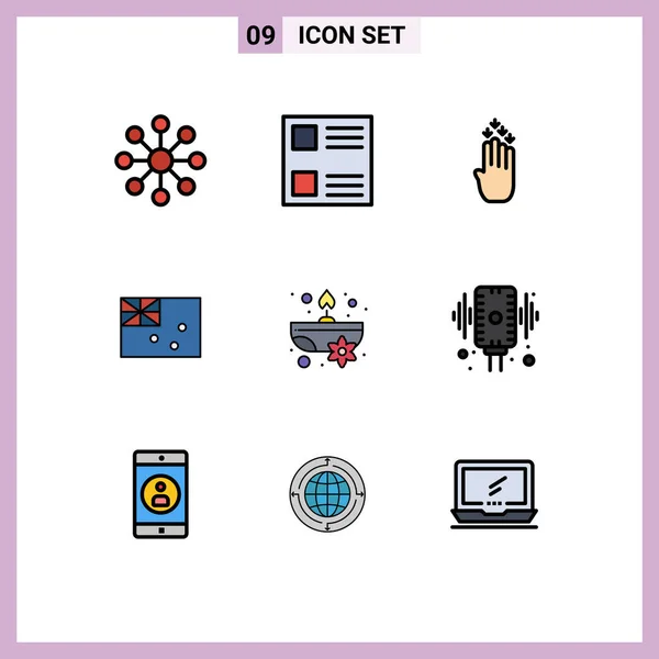 Universal Icon Symbols Group Modern Filledline Flat Colors Flower Candle — Vetor de Stock