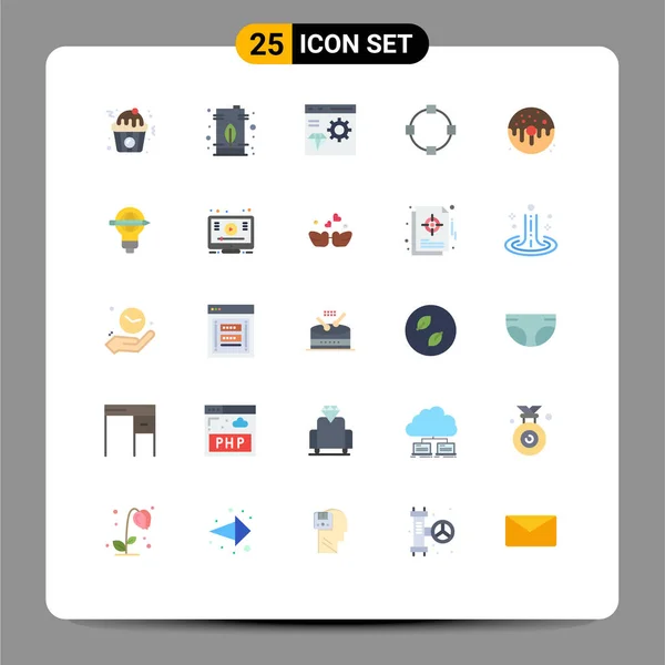 25のユーザーインターフェイスパックドーナツ ポイント アプリ 開発の基本的なフラット色編集可能なベクトルデザイン要素 — ストックベクタ