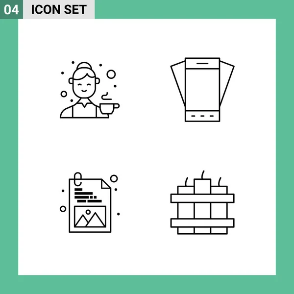 Set Von Modernen Symbolen Symbole Zeichen Für Avatar Neigung Küche — Stockvektor