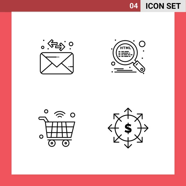 Universal Icon Simboli Gruppo Modern Filledline Flat Colors Envelope Internet — Vettoriale Stock