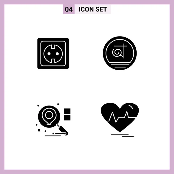 Solid Glyph Concept Websites Mobile Apps Electrical Location Power Supply — Stock Vector
