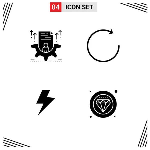 Pictogram Set Simple Solid Glyphs Resume Charg Setting Clockwise Label — Stock Vector