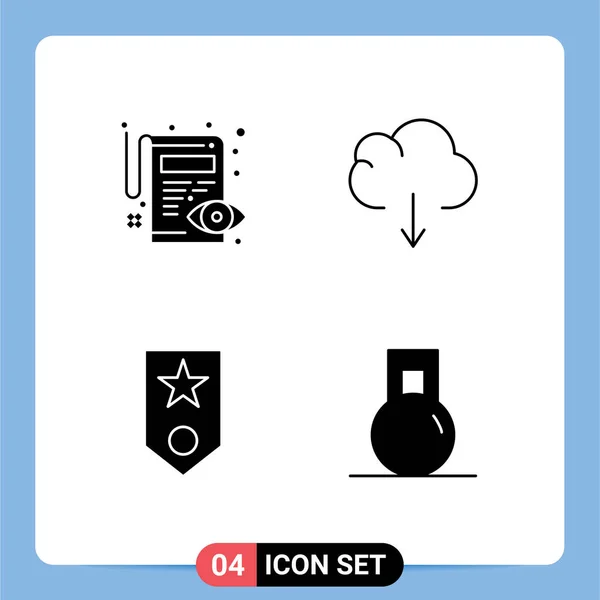 Set Modern Icons Symbols Signs Document One View Download Star — Stock Vector