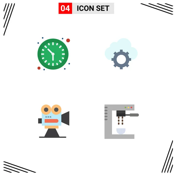 Set Modern Icons Sysymbols Signs Clock Camera Wall Watch Computing — Vector de stock