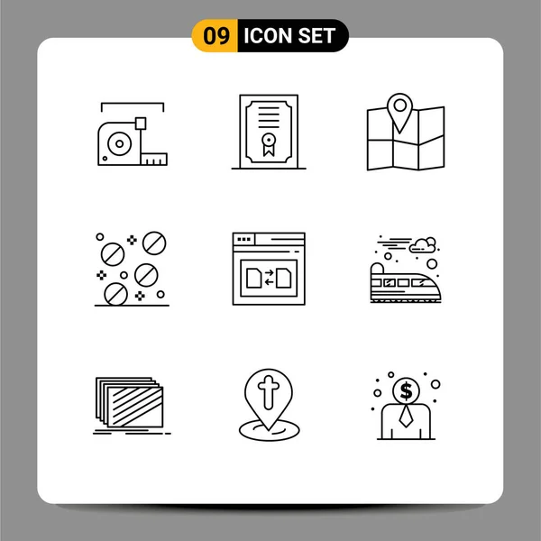 Stock Vector Icon Pack Line Signs Symbols File Secure Location — Stock Vector