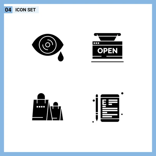 Creative Icons Modern Signs Symbols Drops Handbag Open Web Shop — Stock Vector