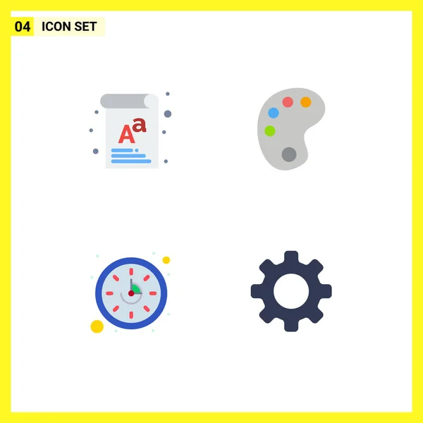 Modern Set Flat Icons Symbols Letter Watch Board Paint Cog - Stok Vektor