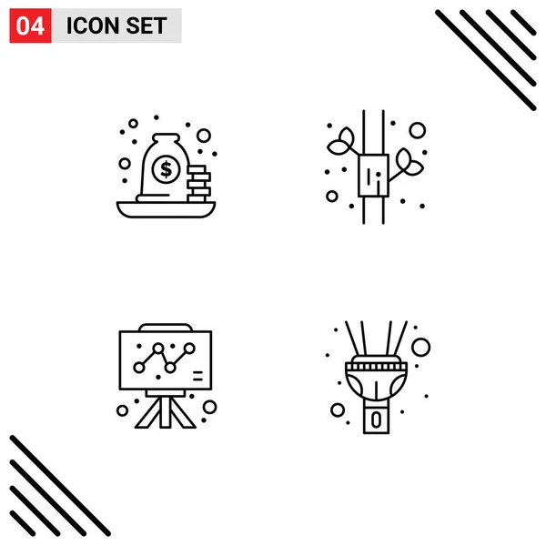 四行符号和符号的库存矢量包装 用于贷款 图形可编辑矢量设计元素 — 图库矢量图片