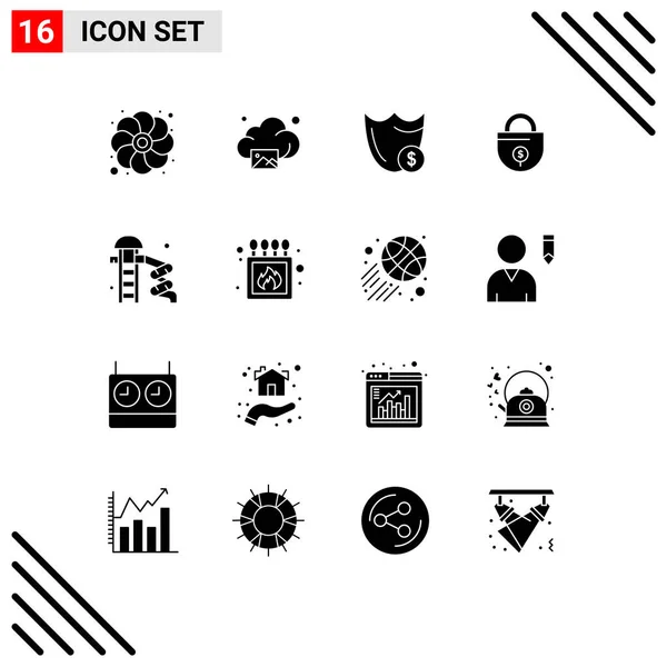 User Interface Solid Glyph Pack Modern Signs Symbols Lock Investment — Stock Vector