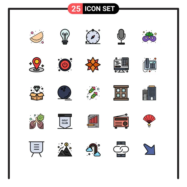 Set Modern Icons Sysymbols Signs Carnival Microphone Direction Mic Audio — Vector de stock