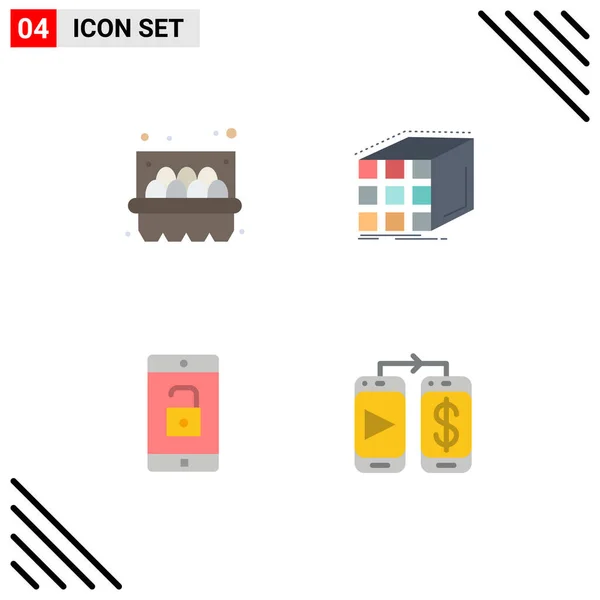 Creative Icons Modern Signs Symbols Basket Mobile Abstract Dimensional Unlock — Stock Vector