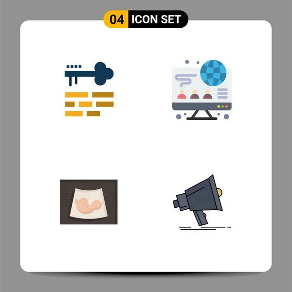 Groep Van Modern Flat Icons Set Voor Sleutel Echo Login — Stockvector