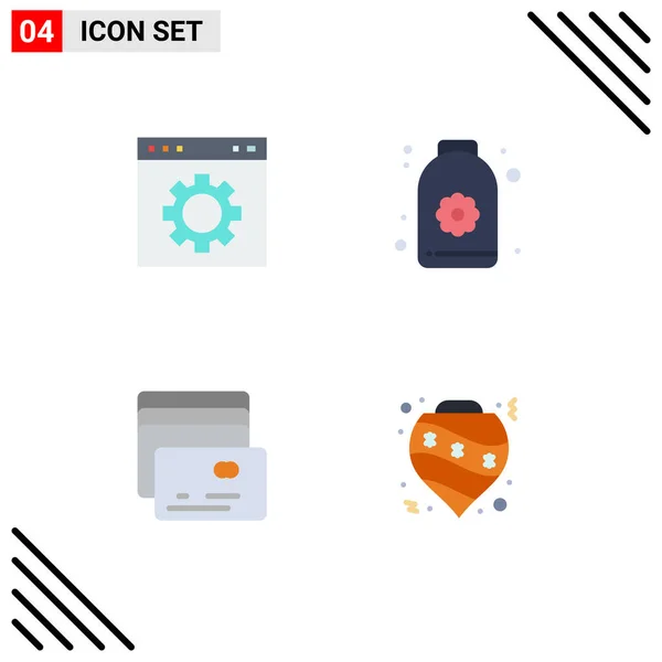 Modern Set Flat Icons Εικονογράφος Του Προγράμματος Περιήγησης Κάρτα Σελίδα — Διανυσματικό Αρχείο