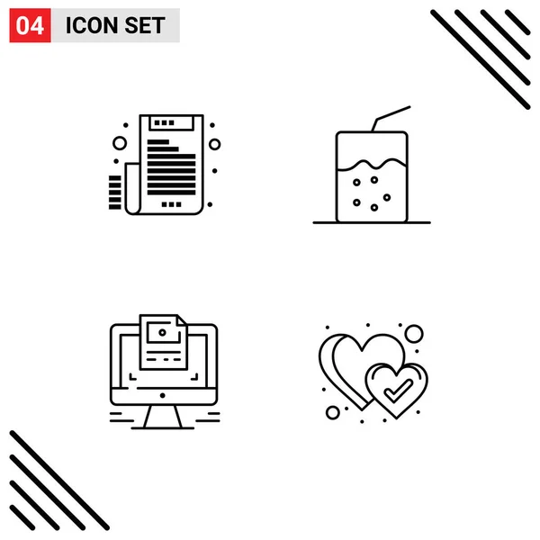 Set Modern Icons Sysymbols Signs Electronic Design Letter Soda Favorite — Vector de stock