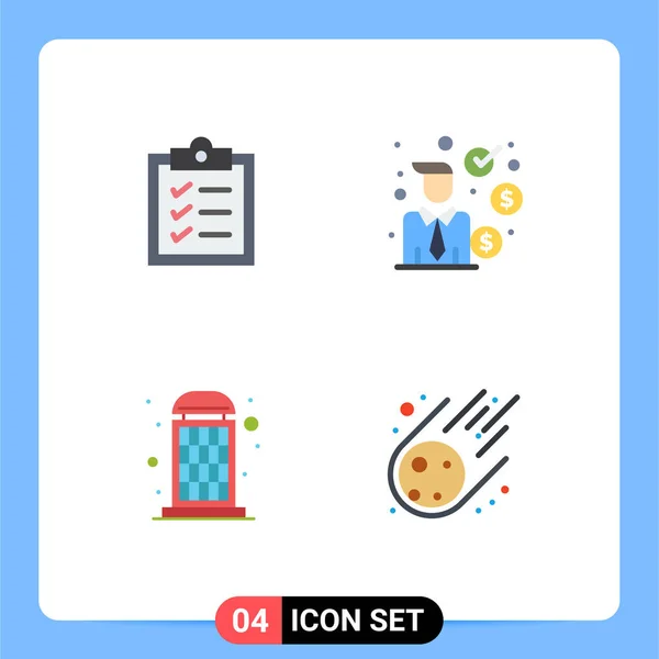 Pack Creative Flat Icons Clipboard Phone Business Man Finance Meteorite — Vector de stock