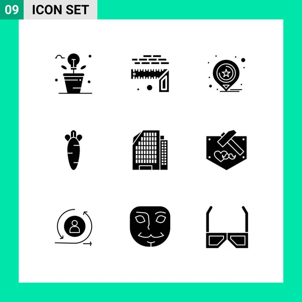 Mobile Interface Solid Gyph Set Pictograms Apartment Easter Size Food — Vector de stock