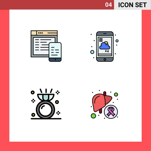 Universal Icon Symbols Group Modern Filledline Flat Colors Responsive Diamond — Stockový vektor