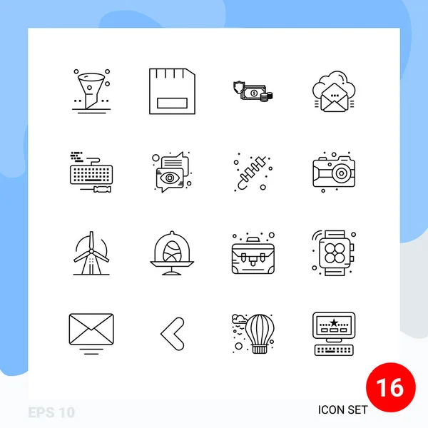 Vector Outlines Grid Mail Pay Hardware Money Financial Editable Vector — 스톡 벡터