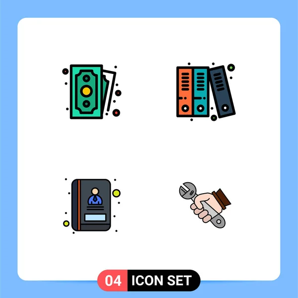 Universal Icon Symbols Group Modern Filledline Flat Colors Cash Communication — Vetor de Stock