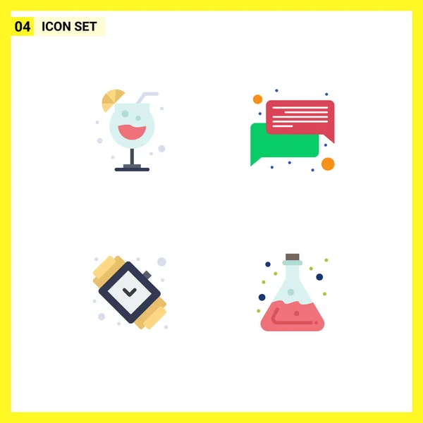 Concetto Flat Icon Siti Web Mobile Apps Notte Moda Chat — Vettoriale Stock