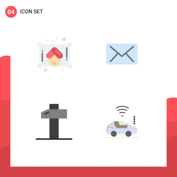 Editable Vector Line Pack Simple Flat Icons Woman Atou Email — Διανυσματικό Αρχείο