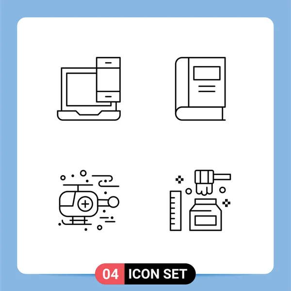 Set Modern Icons Sysymbols Signs Computer Ambulance Macbook Education Hospital — Vector de stock