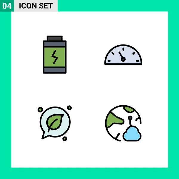 Stock Vector Icon Pack Line Signs Symbols Battery Gauge Chat — Stock Vector