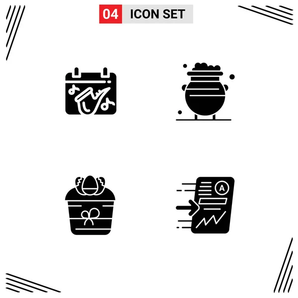 Set Modern Icons Sysymbols Signs Calendar Gift Saxophone Luck Easter — Vector de stock