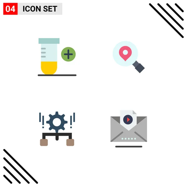 Groep Van Modern Flat Icons Set Voor Toevoegen Beheer Onderzoek — Stockvector