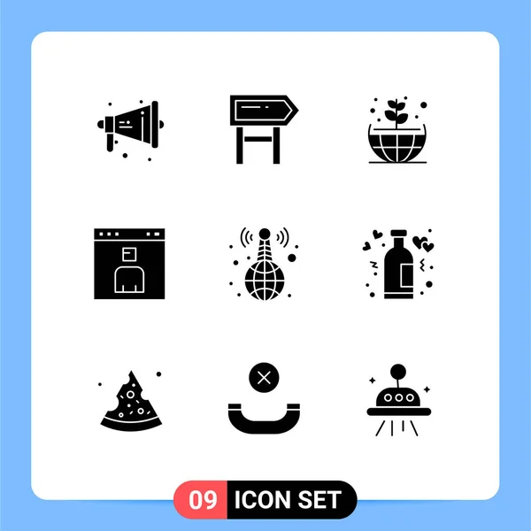 Creative Icons Modern Signs Sysymbols Broadcasting People Earth Page Browser — Archivo Imágenes Vectoriales