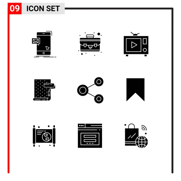 Universal Icon Symbols Group Modern Solid Glyphs Link Papel Parede —  Vetores de Stock