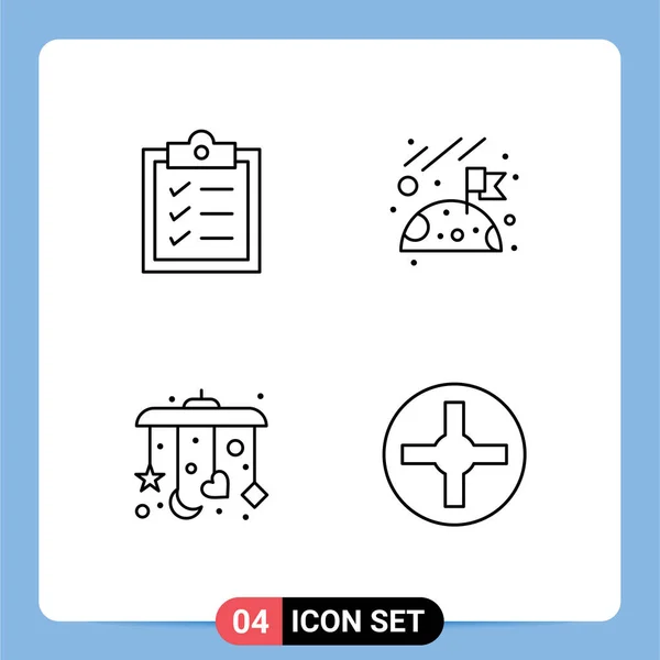 Pictogram Set Simple Filledline Flat Colors Clipboard Cross Flag Baby — 스톡 벡터