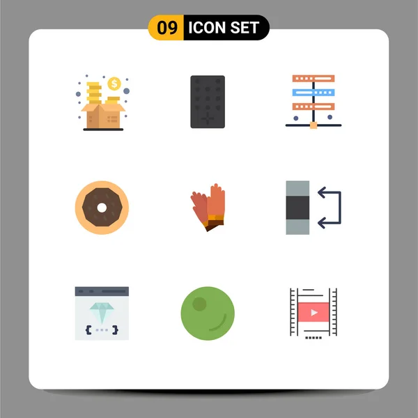 Modern Set Flat Colors Pictograph Épület Snack Adatok Élelmiszer Desszert — Stock Vector